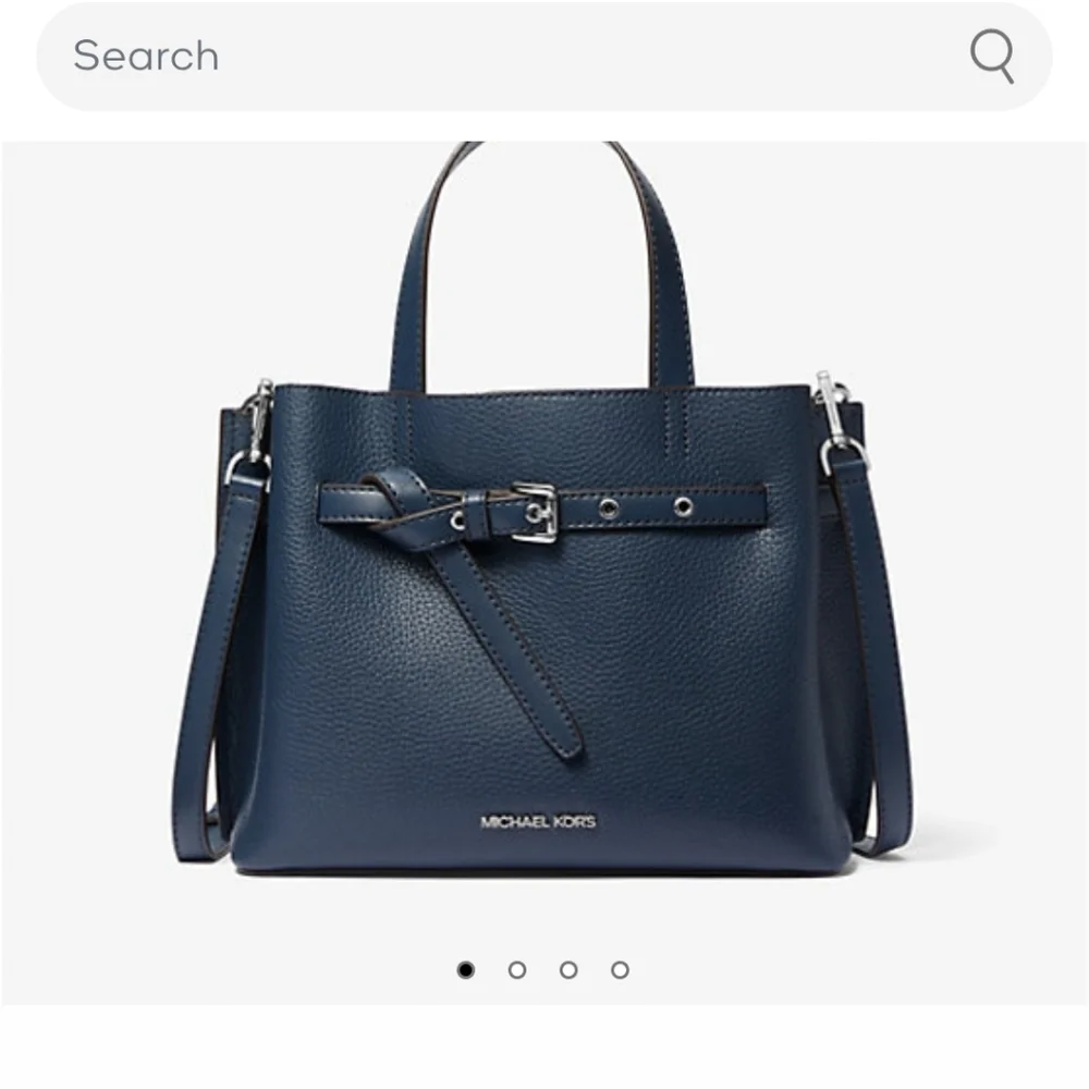 Michael Kors Emilia Small Pebbled Leather Navy Blue Satchel - Picture 8 of 8